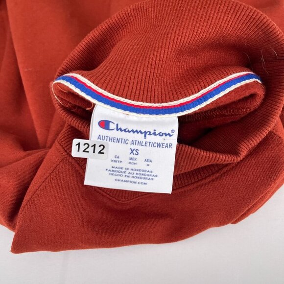 Champion Womens Mock Neck Logo Long Sleeve Split Hem Pullover Sweatshirt Red XS - Picture 5 of 9